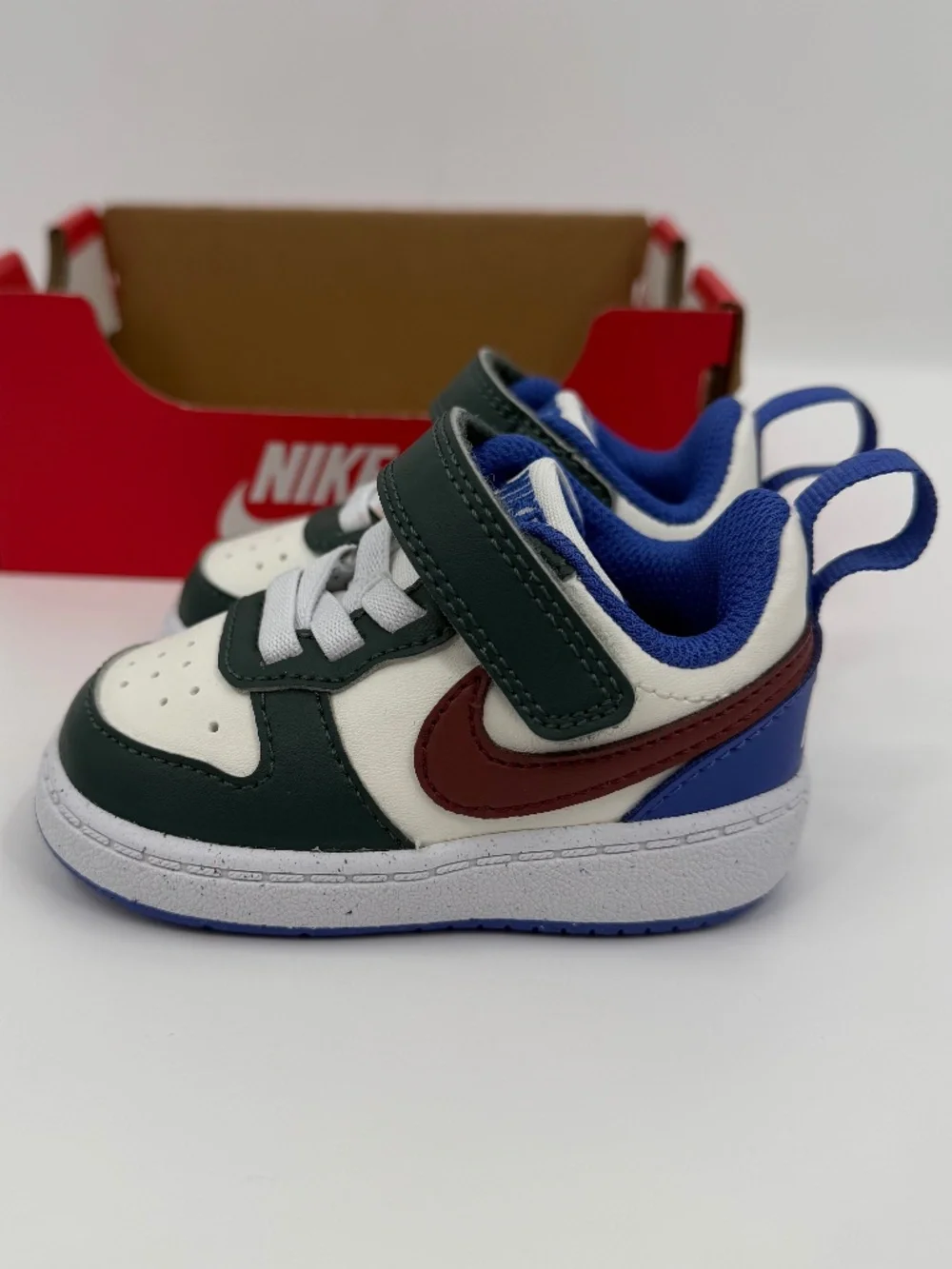 Nike Sneakers Infant Toddler Size 3C Court Borough Low Recraft Shoes Blue Green